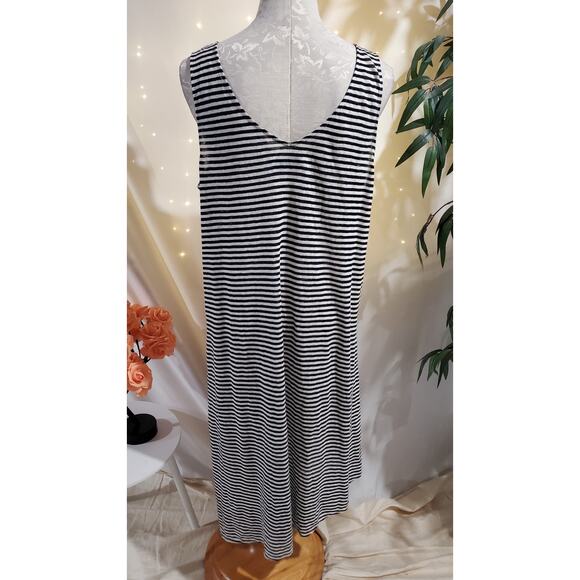 Saks Fifth Avenue Linen Striped Sleeveless Asymmetrical Dress Size XL Nautical - Picture 3 of 8